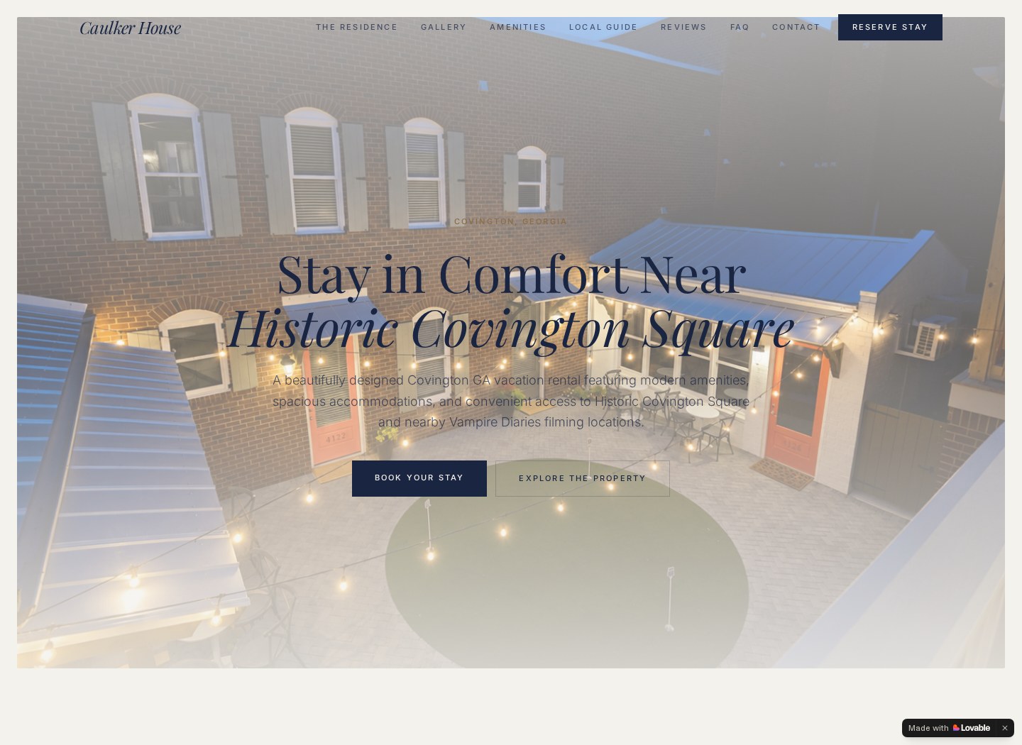 Caulker House vacation rental website homepage